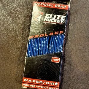 Kids Hockey waxed laces blue NEW